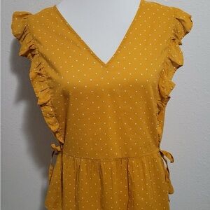 Madewell Boho Polka Dot Ruffle Peplum Top